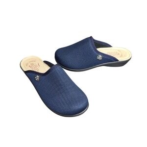 Fly Flot Slippers Womens Size 6.5 Blue Mesh Mule Anti Shock Comfort House Shoes